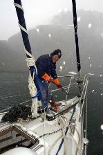 Gary puts out the 2nd anchor in heavy snow