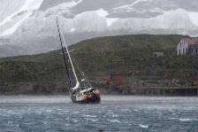 weathering a gale in Prince Olav harbour