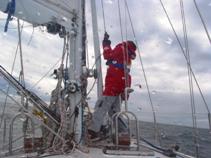 kirstin putting the pole up